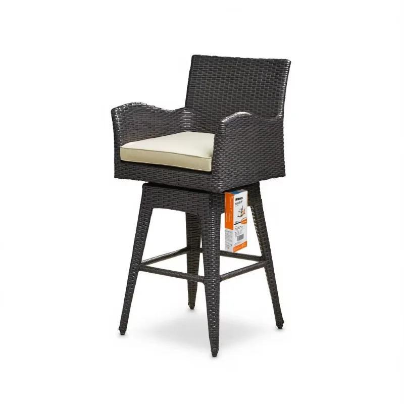 Modern outdoor wicker bar stool with rotating function