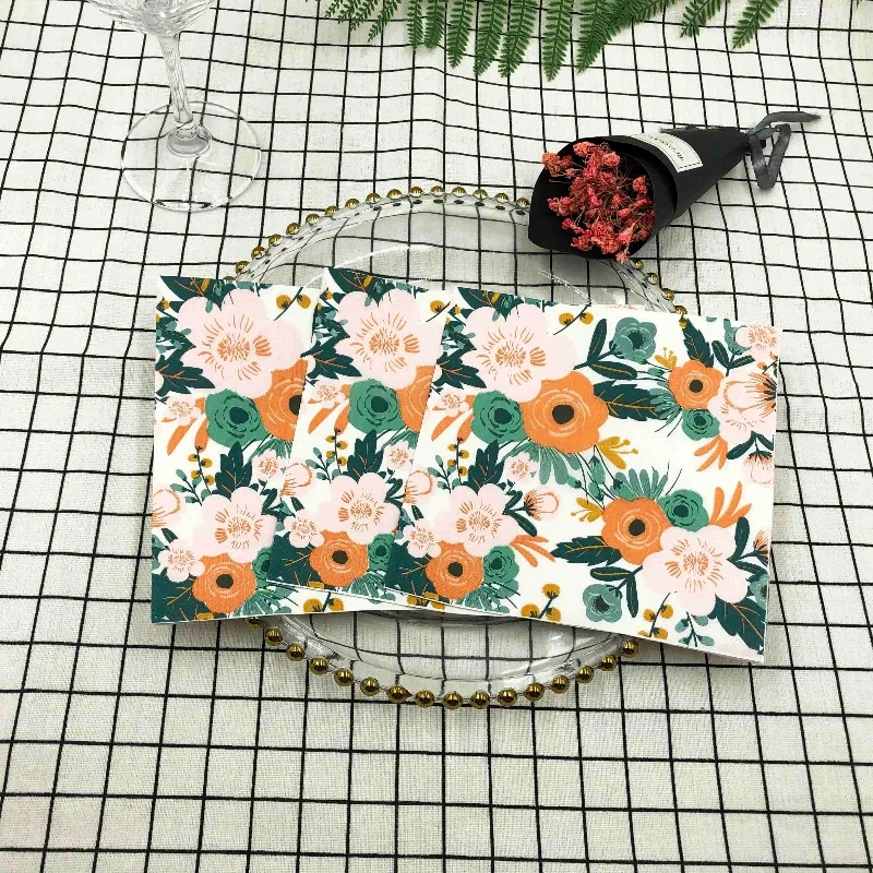 20pcs/Bag Flower Printed Paper Napkin Birthday Wedding Party Table Setting Paper Cafe Mouth Cloth Colourful Paper Placemat