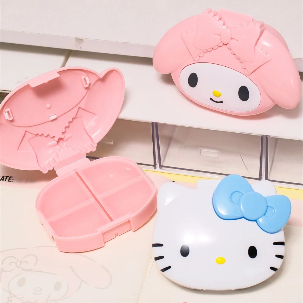 Genuine Sanrio My Melody 4 Grid Pill Box Portable Travel Medicine Organizer Sealed Pill Case for Daily Vitamin Tablet Storage - view 4