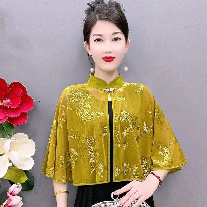 

Summer Lace Outerwear Light Weight Shawl Bird Language Flower Scented Dress Cover up Women's Fashion Accessories Yangjing Brand