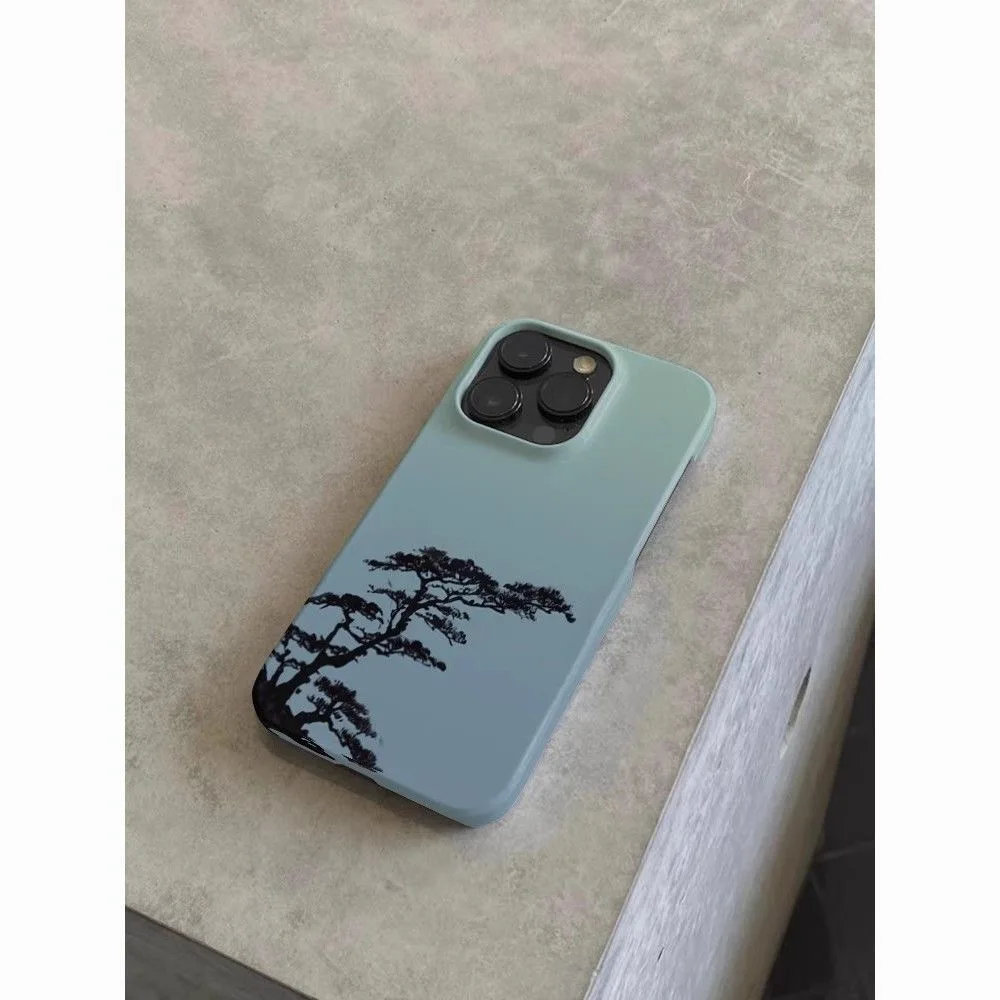 التقليدية الصينية على غرار شجرة الصنوبر الضوء الأزرق خلفية جراب هاتف آيفون 17 16 15 14 11 12 13 برو ماكس الهواء زائد الغطاء الخلفي #2