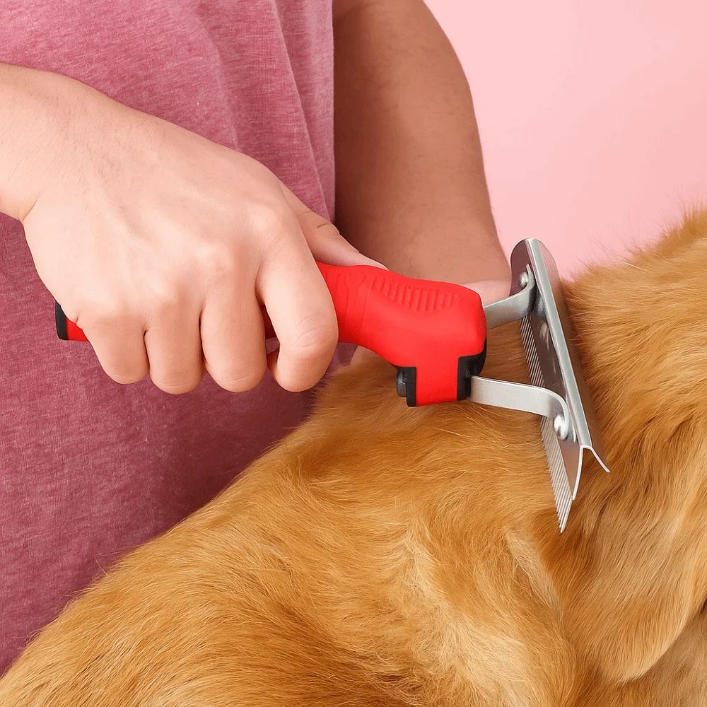 

Dog Cleaning Steel Comb Pet Grooming Rake Long Tooth Anti-Slip Handle Dog Rake Comb Pet Deshedding Brush Clean Up Floating Hair