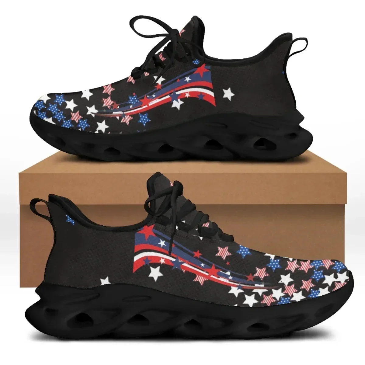 

American Flag Design Sports Shoes For Women Female Flat Running Sneakers Light Mesh Trainers For Lady Footwear
