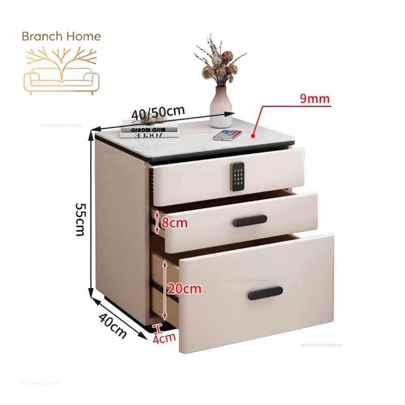 Safe Luxury Bedside Table With Lock Secret Compartment Glamour Metal Nightstands Designer Multifunctional Criado Mudo Furnitures