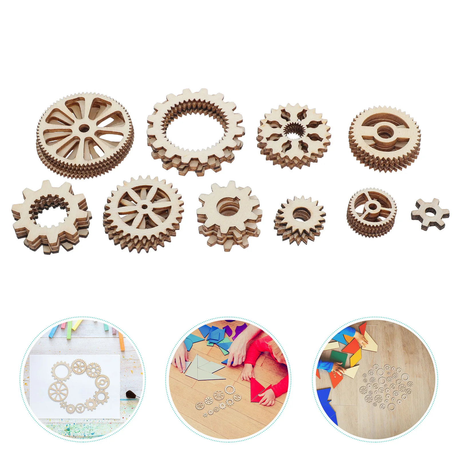 

40pcs Wooden Gear Puzzle Craft High Quality Wood Cut Decorative Kids Handmade Projects Diy Ornaments Home Wall Hanging Wedding