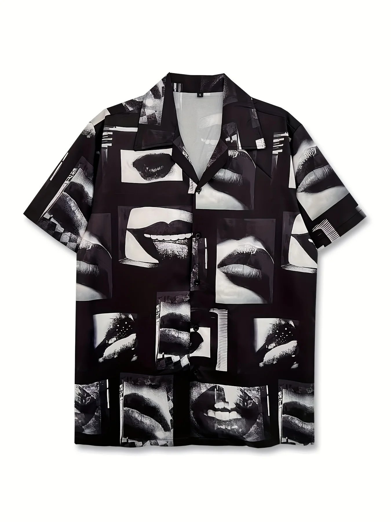 

2026 Summer New Style Men's Short-Sleeved Shirt with 3D Lip Design for Street Casual Fashion Comfortable and Soft