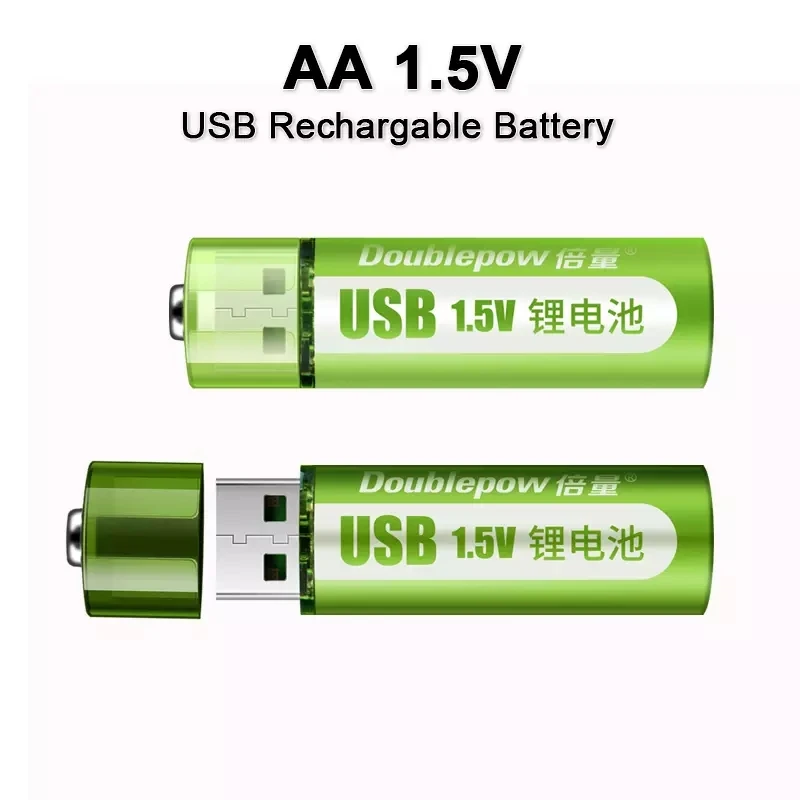 Doublepow 2022 1.5V AA Rechargeable Battery 1800mWh USB Li-ion for Remote Control Mouse Small Fan Electric Toy