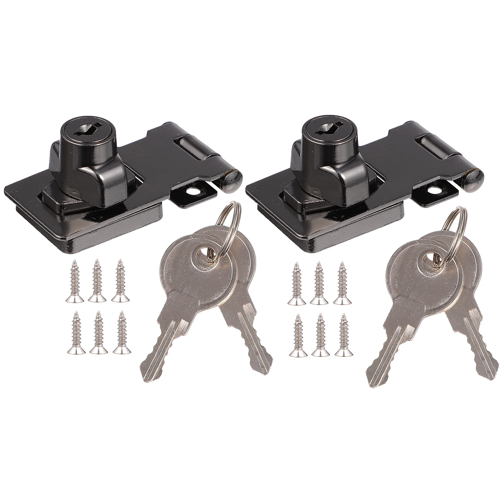 

2Pcs Keyed Black Metal Cabinet Door Locks for Home Baby Sturdy Zinc Alloy Easy Install Keyed Hasp Locks Hardware