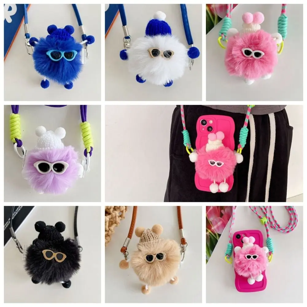 Hairball Plush Doll Phone Back Clip Elastic Back Clip Hanging Chain Phone Back Clip Strap Detachable Diagonal