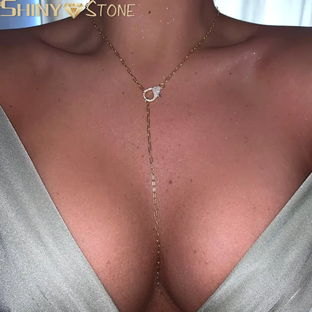 جديد 925 فضة مفتوحة ربط سلسلة الذهب Vermail الوهق Y على شكل قلادة للنساء سلسلة سحر جراد البحر #5