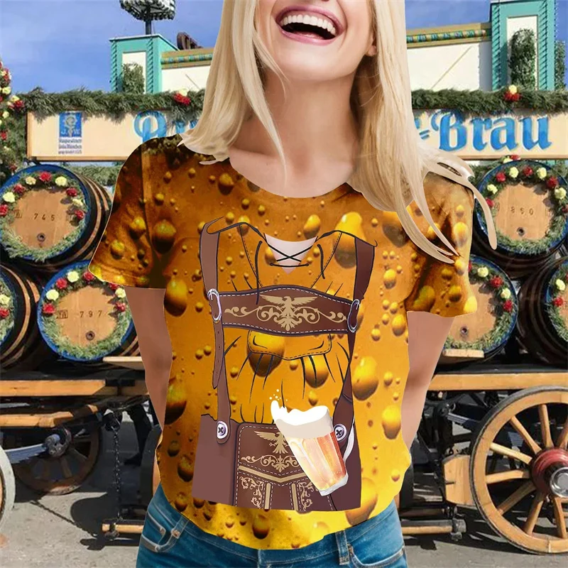 Vintage 3D Printed German Oktoberfest Beer Festival T-Shirt Costume Germany Beer Festival Graphic Tee Shirts Mens Clothing Tees