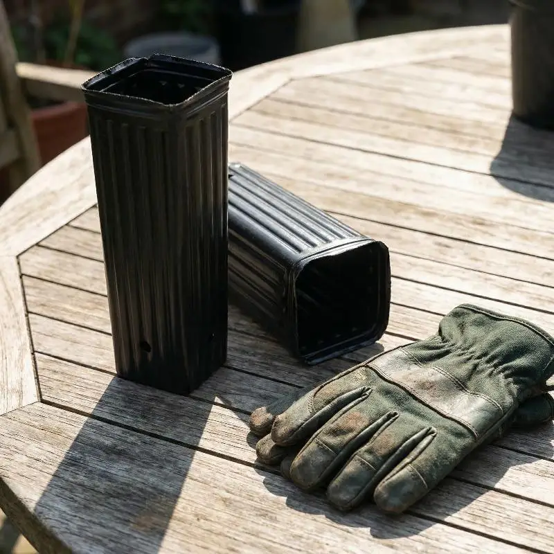 20Pcs Plastic Deep Nursery Pots Treepots With Ventilation And Drainage Black Square Seed Starting Pots Flower Plant Containers