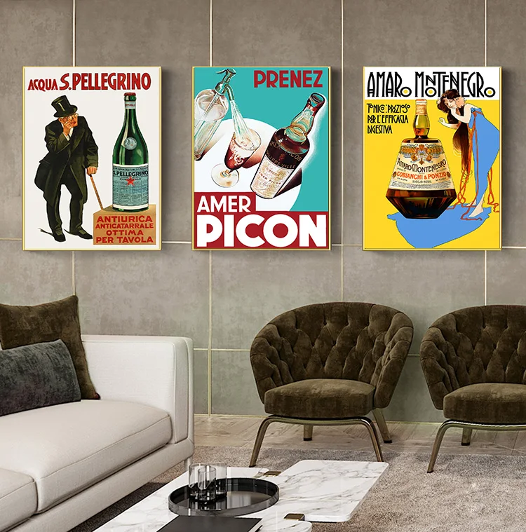 Abstract Interesting Vintage Drinking Food Poster Print Wall Art Pictures Canvas Painting Living Room Restaurant Bar Home Decor