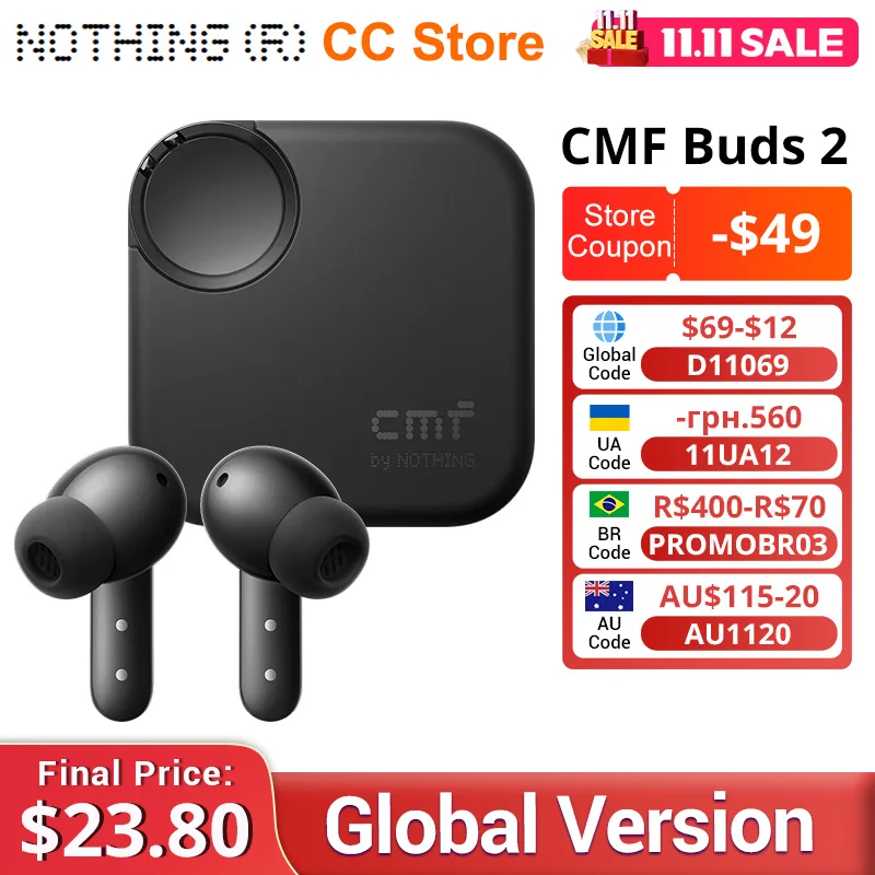 World premiere Global Version nothing CMF Buds 2 6-mics with Clear Voice 48dB IP55 11mm PMI Driver with Dirac Opteo™ Hybrid ANC