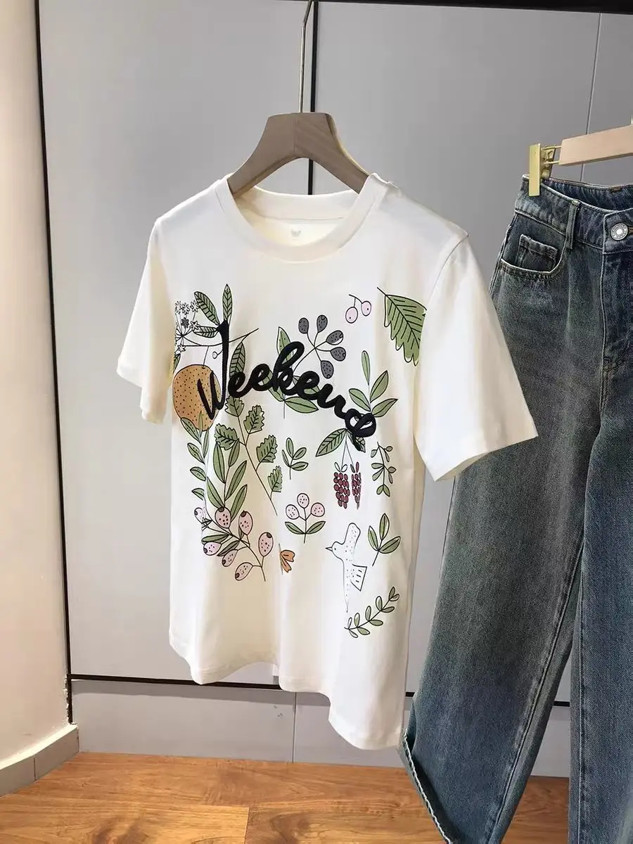 Mori Girls Sweet Floral Printed Aesthetic T Shirts Korean Vintage Flower T-shirt O-neck Casual Cotton Tees Summer All-match Tees