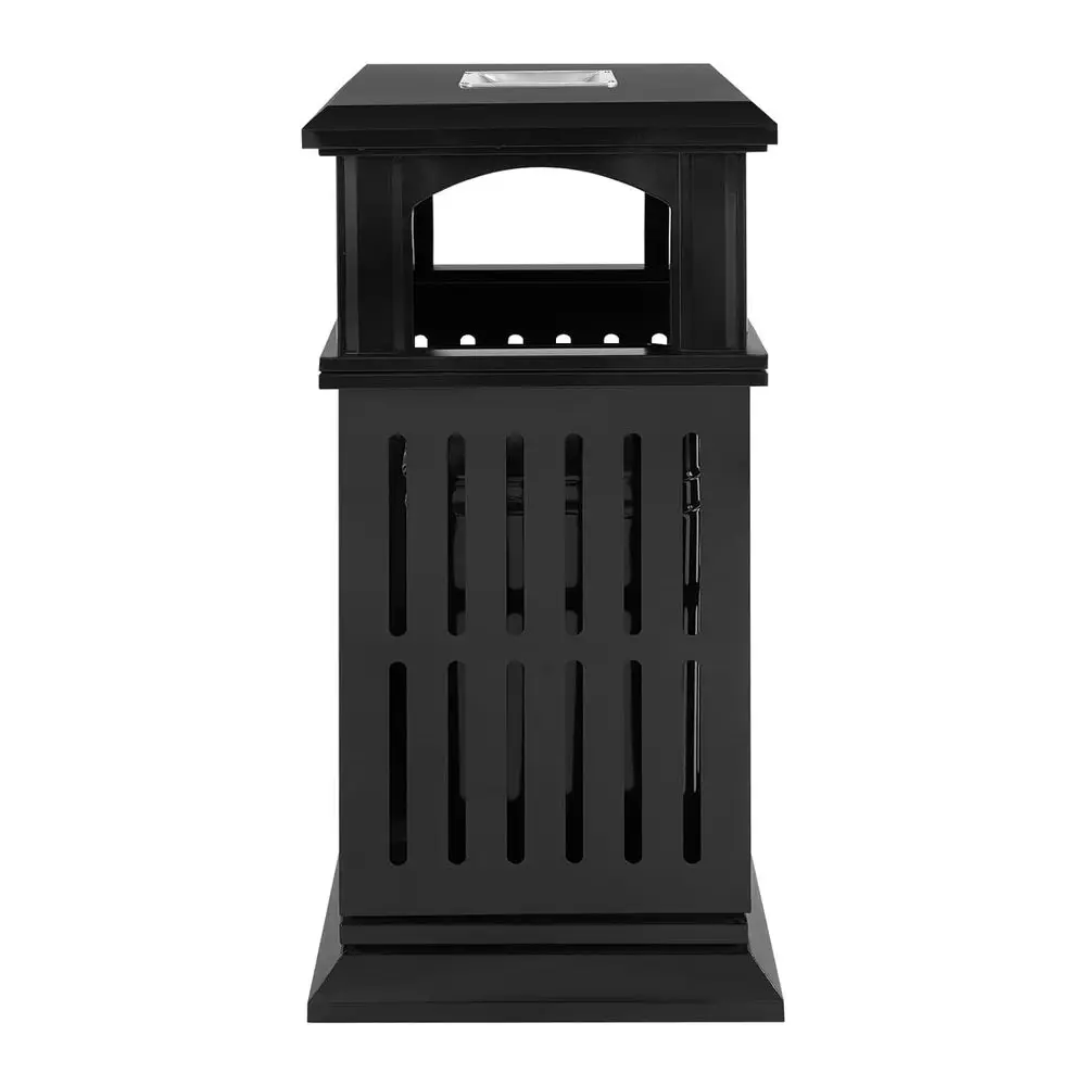 

Outdoor Trash Can with Lid Lock, Stainless Steel Commercial Garbage Bin with Ashtray, Easy Clean & Install, Heavy Duty Industria