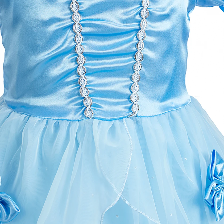 Kids Cinderella Cosplay Dress Princess Solid Color Flower Sequined Decorations Suitable Festival Celebration Performance Clothes