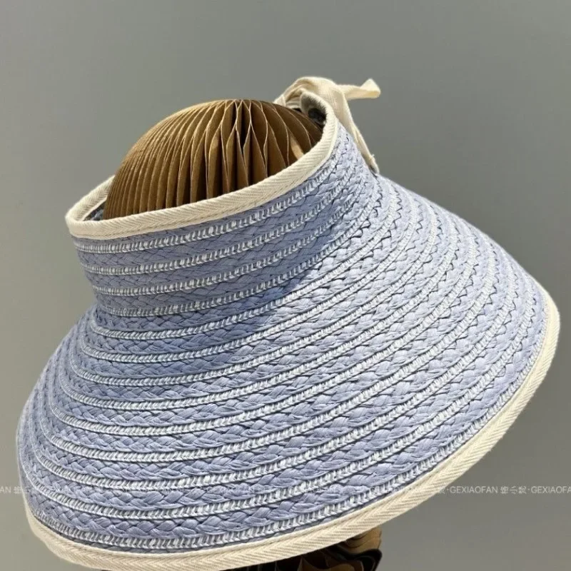 

Foldable travel sun protection empty top hat for women's summer vacation full face sun hat for women