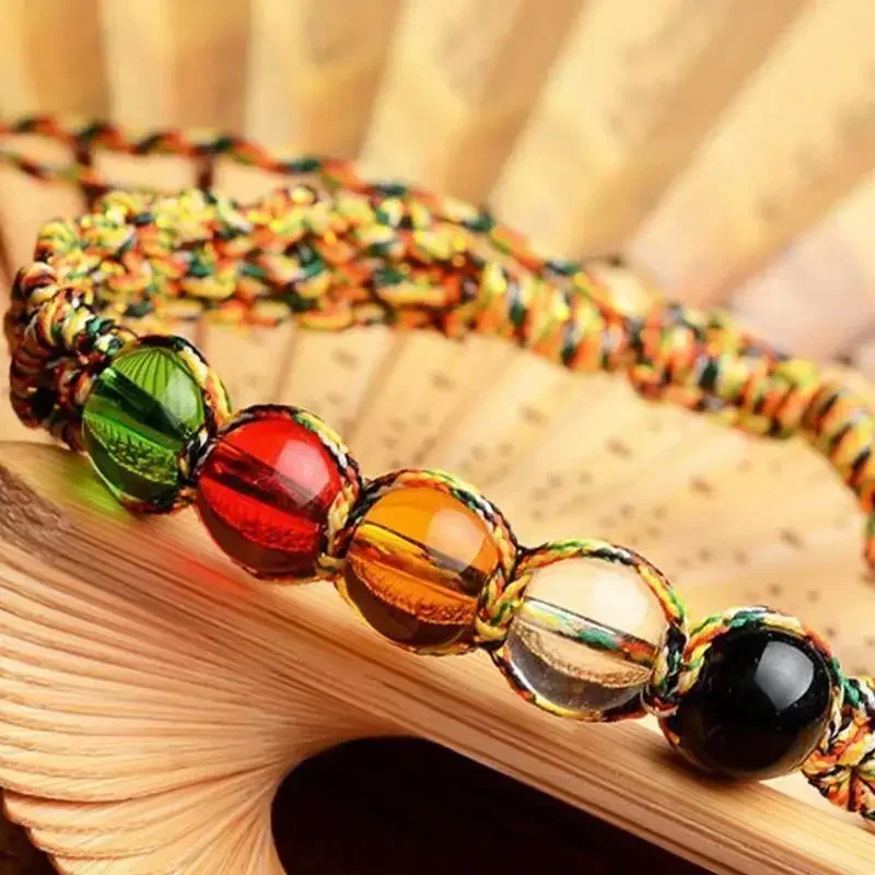 Браслет Lucky Beaded Bracelet Colorful Handmade Braided Rope Bracelets Natural Stone Bead Adjustable Bangle Unisex Jewelry