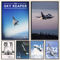 1pc American F-Fighter F22 16 Cool Poster Self-adhesive Art Waterproof Paper Sticker Coffee House Bar Room Wall Decor