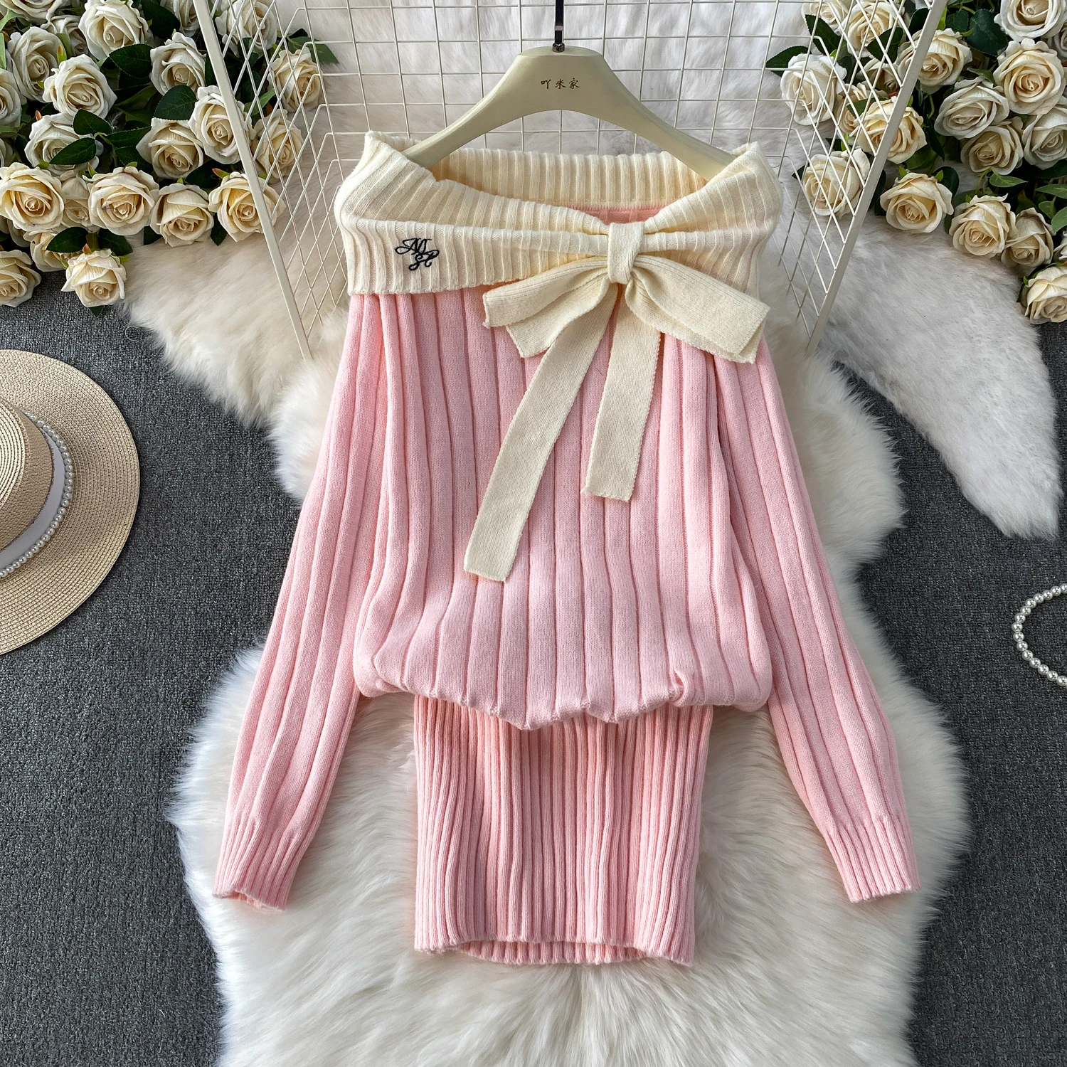 

Леди сладкий розовый милый зимний свитер женский вязаный свитер с разрезом на шее хитового цвета пуловер зимний свитер с бантом на день рождения и фестивалем