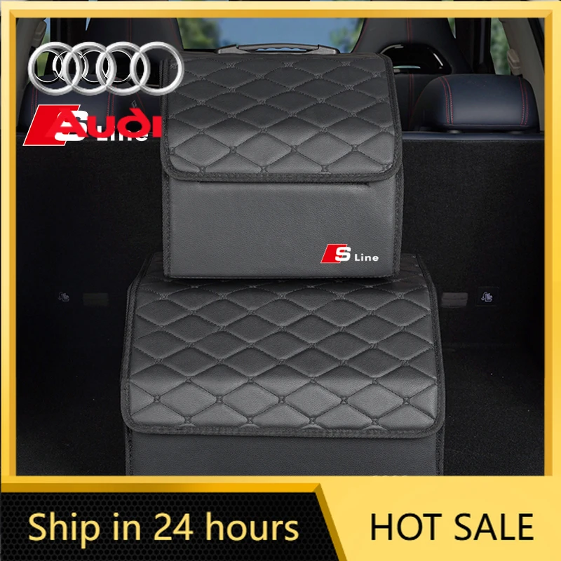 

Органайзер-бокс из кожи для багажника автомобиля, сумка для хранения для Audi Sline Q7 Q8 TT RS3 S5 B8 Q4 Q5 A4 A5 A6 Q6 A1 A2 A3 A7 A8 Q1 Q2 Q3