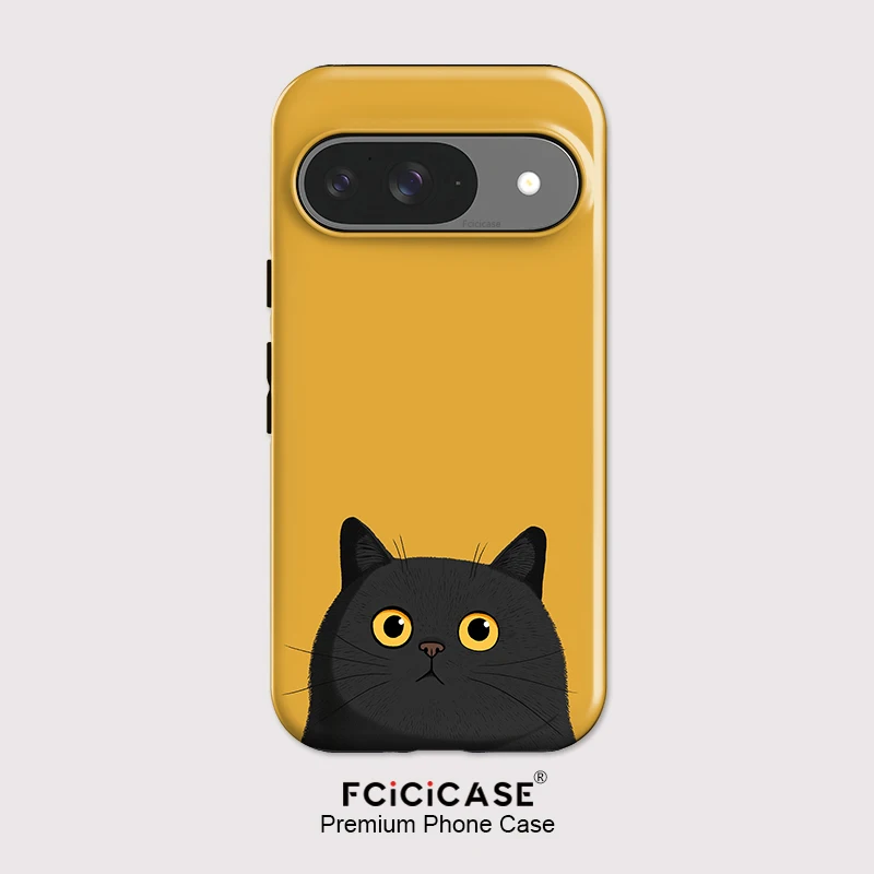 

Fcicicase For Pixel 9 10 Pro Cute Black Cat Pattern Phone Case For Google Pixel 10A 8A 7A 9 10 Pro XL 8 2 in 1 Dual Layer Etui