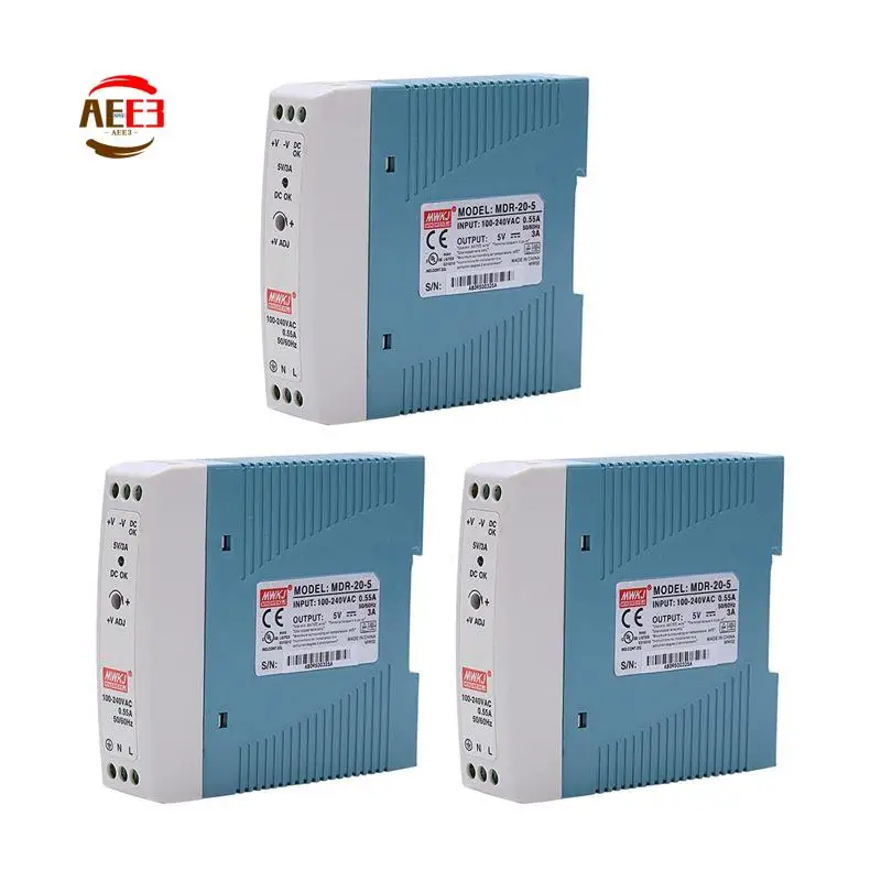 

AEE3-3X MDR-20 5В 20Вт Блок питания на DIN-рейку AC/DC, регулятор напряжения, источник питания 110В 220В