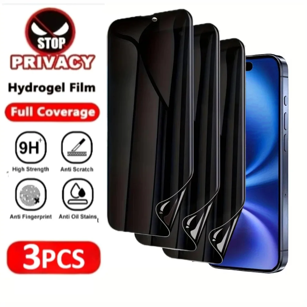 

3Pcs Anti Spy Full Screen Protector for iPhone 17 16 15 Pro Max 17 Air 15 14 Plus Hydrogel Film for iPhone 14 13 11 12 Pro XR XS