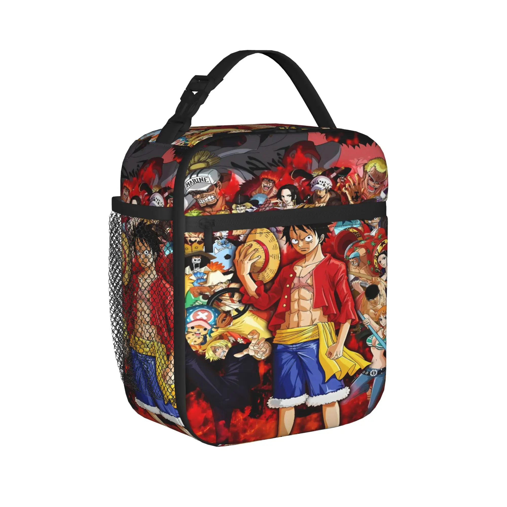 Lunch Bag Luffy Group Mix Cartoon Travel Lunch Box For Girls  Aesthetic Convenient Designer Tote Food Bags