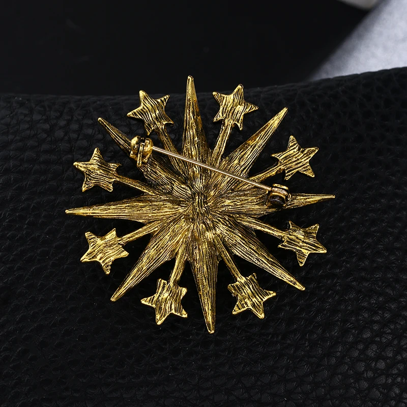 WEIMANJINGDIAN Brand New Arrival Antique Gold Color Plated Simulated Pearls Starburst Vintage Decor Jewelry Brooches