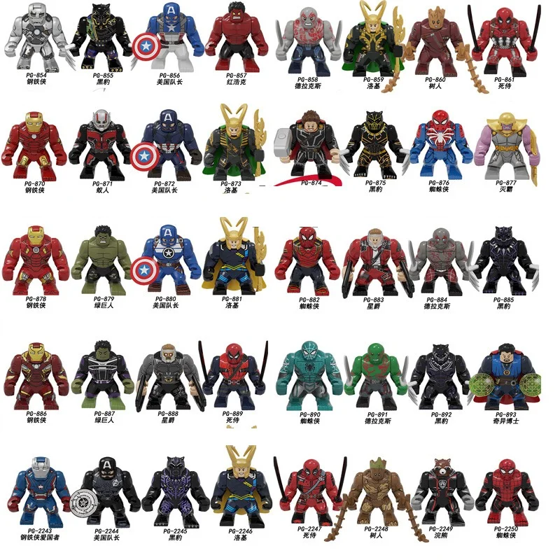 Marvel superhero action toy blocks, Spider Man, Iron Man, Venom, Captain Falcon, Deadpool, birthday gift toys