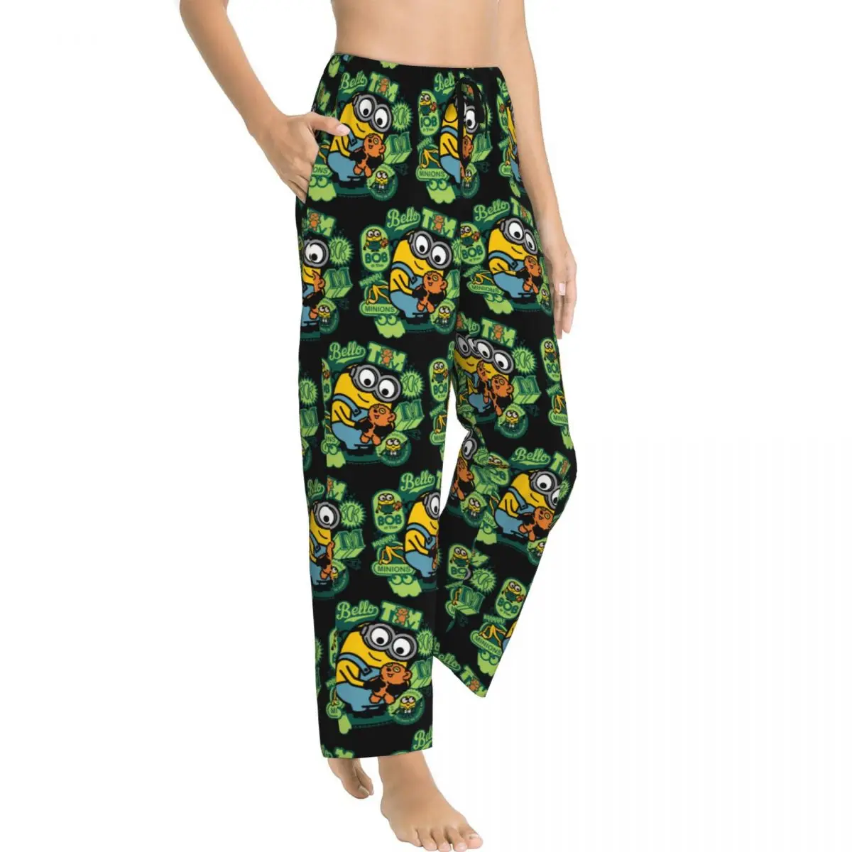 Custom Printed for Women Minions The Rise Of Gru Pajama Pants Sleepwear Sleep Lounge Bottoms with Pockets