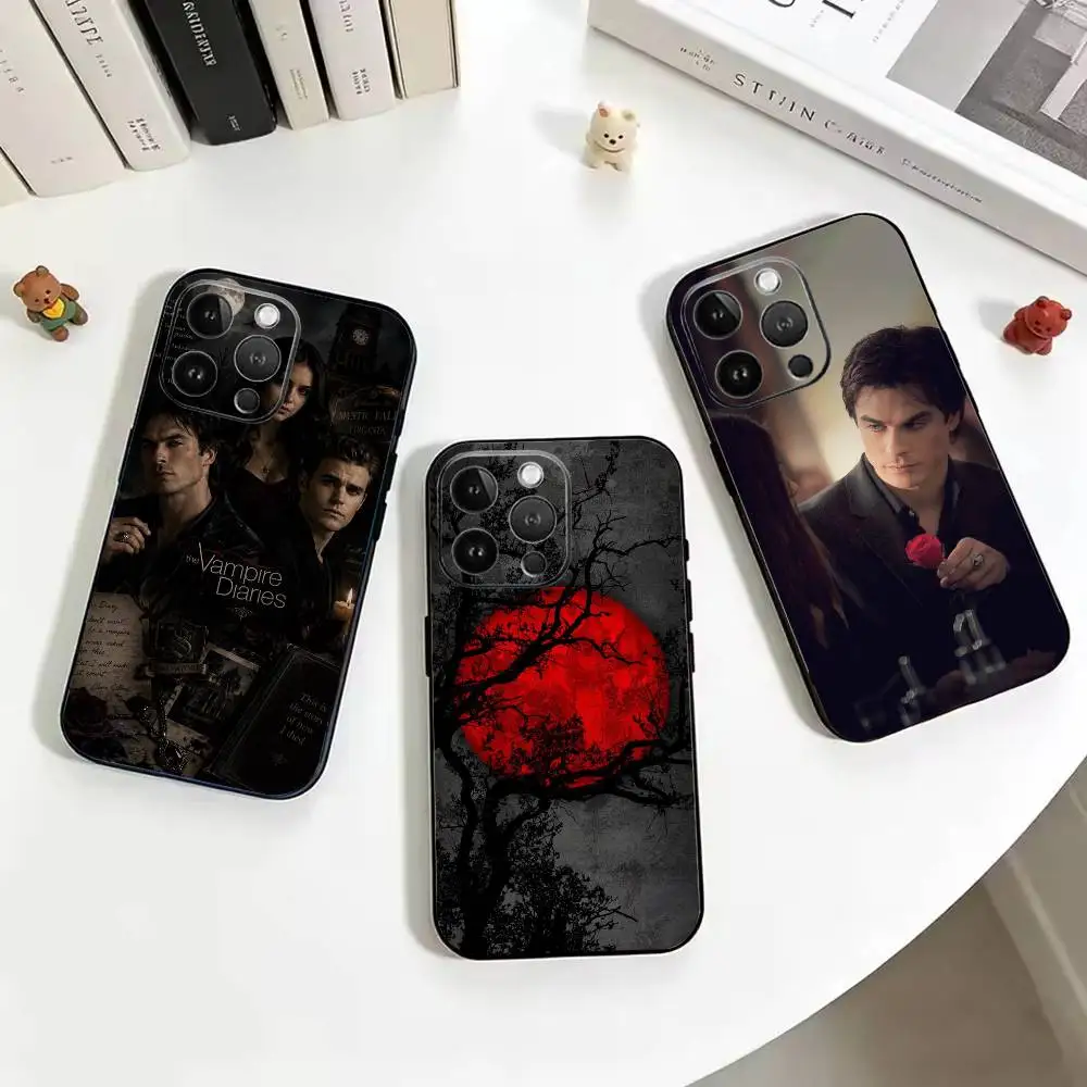 Coque de téléphone souple noire The Vampire D-Diaries pour iPhone 17 16 15 14 13 12 11 Pro Max Plus