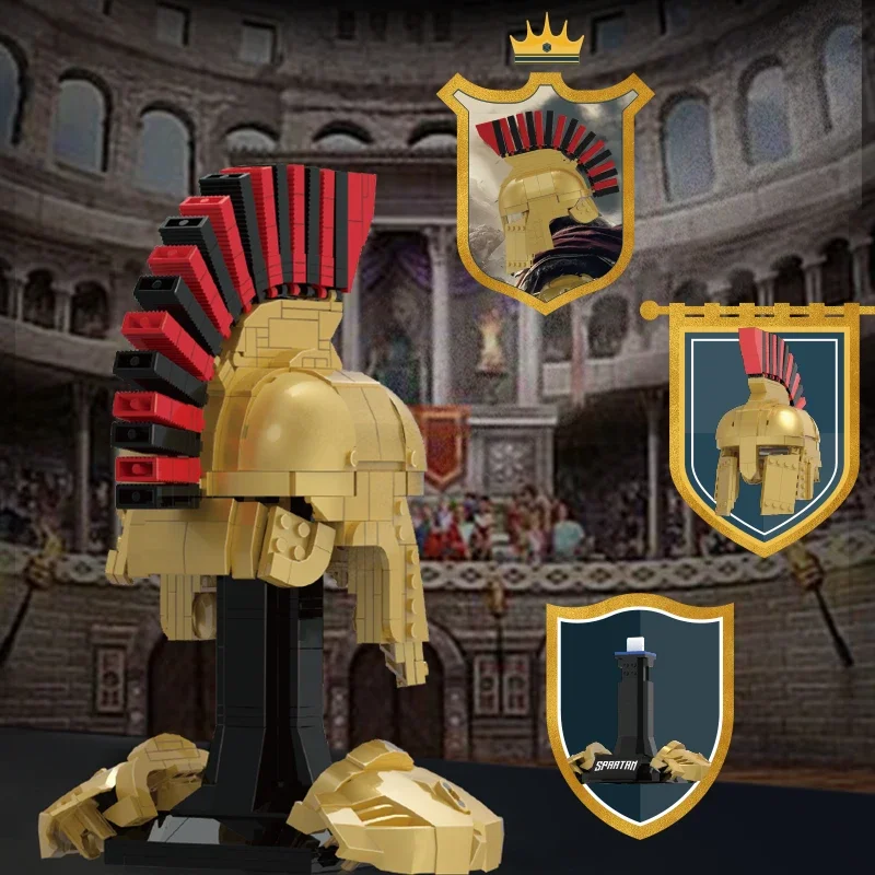 Juegos de construcción de casco Medieval de juguete romano para adultos, Kit de modelo de casco coleccionable, decoración de exhibición, Ideas de regalo para niños 8-14