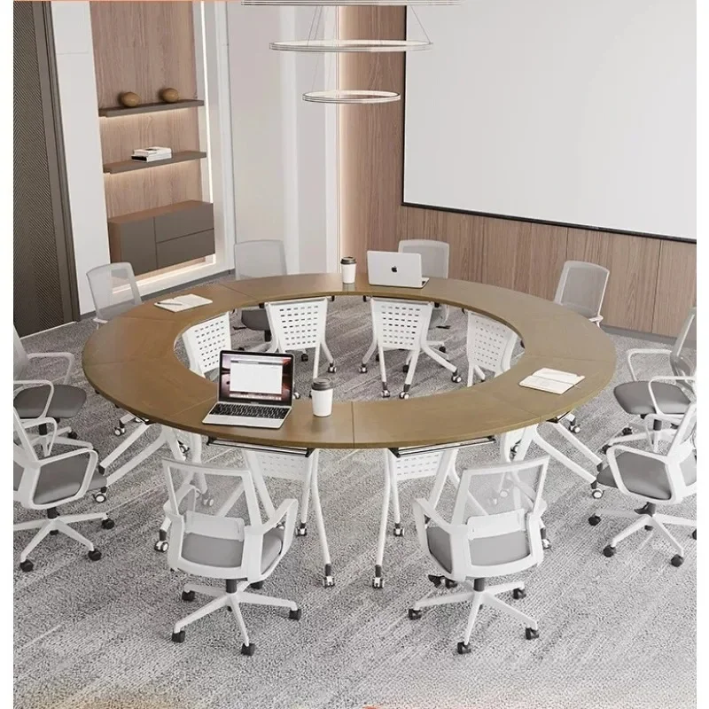 Round Folding Meeting Modern Simple Movable Free Combination Solid Wood DeskX15