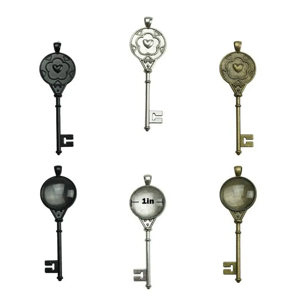 36Pcs Retro Vintage Key Charms Alloy Tray Accessories Pendant Decor DIY Craft Supplies Chic Rustproof Bottom Bracket for Jewelry