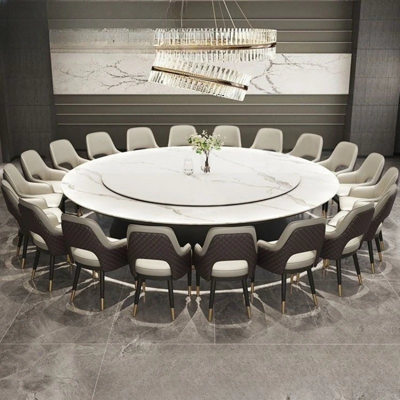 

Hotel electric dining table, rock slab round table