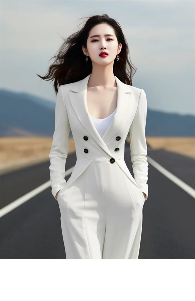 2024 Spring Autumn New Woman Exquisite Temperament High Sense Pear Shape High Waist and Slim Small Fragrant Wind White Jumpsuit