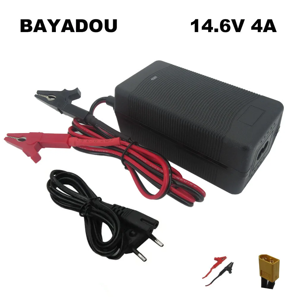 

14.6V 4A Lifepo4 Battery Charger 12V 12.8V 4S Lithium Iron Phosphate Solar Car LFP Energy Storage Fast Charger Alligator Clip DC