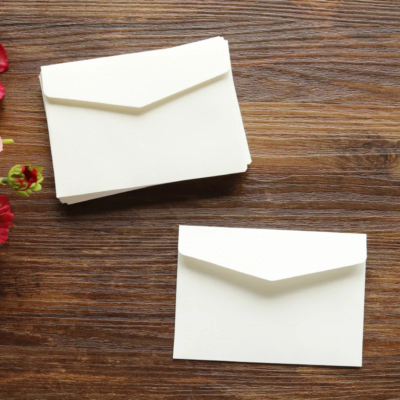 

50pcs/lot Ivory White Mini Blank Envelopes for Greeting Cards Thank You Card Storage Bag Business High-grade Wedding Invitation