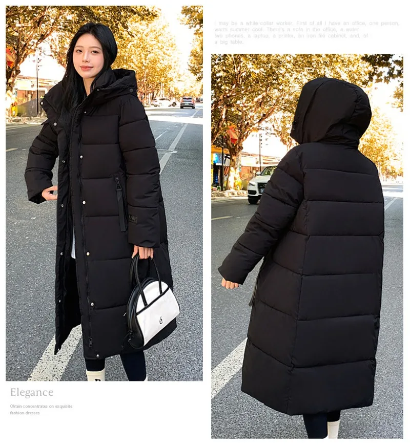 2026 Fashion Down Winter Cotton-padded Jacket Men Women Couple Clothes Long Parkas Thicken Warm Tops Hooded Overcoat Loose Coats