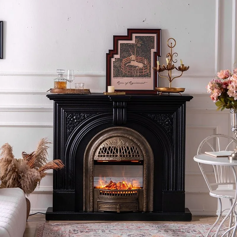 Retro solid wood simulation fire fireplace, simple French fireplace, European living room heating bird cage, entrance decorative