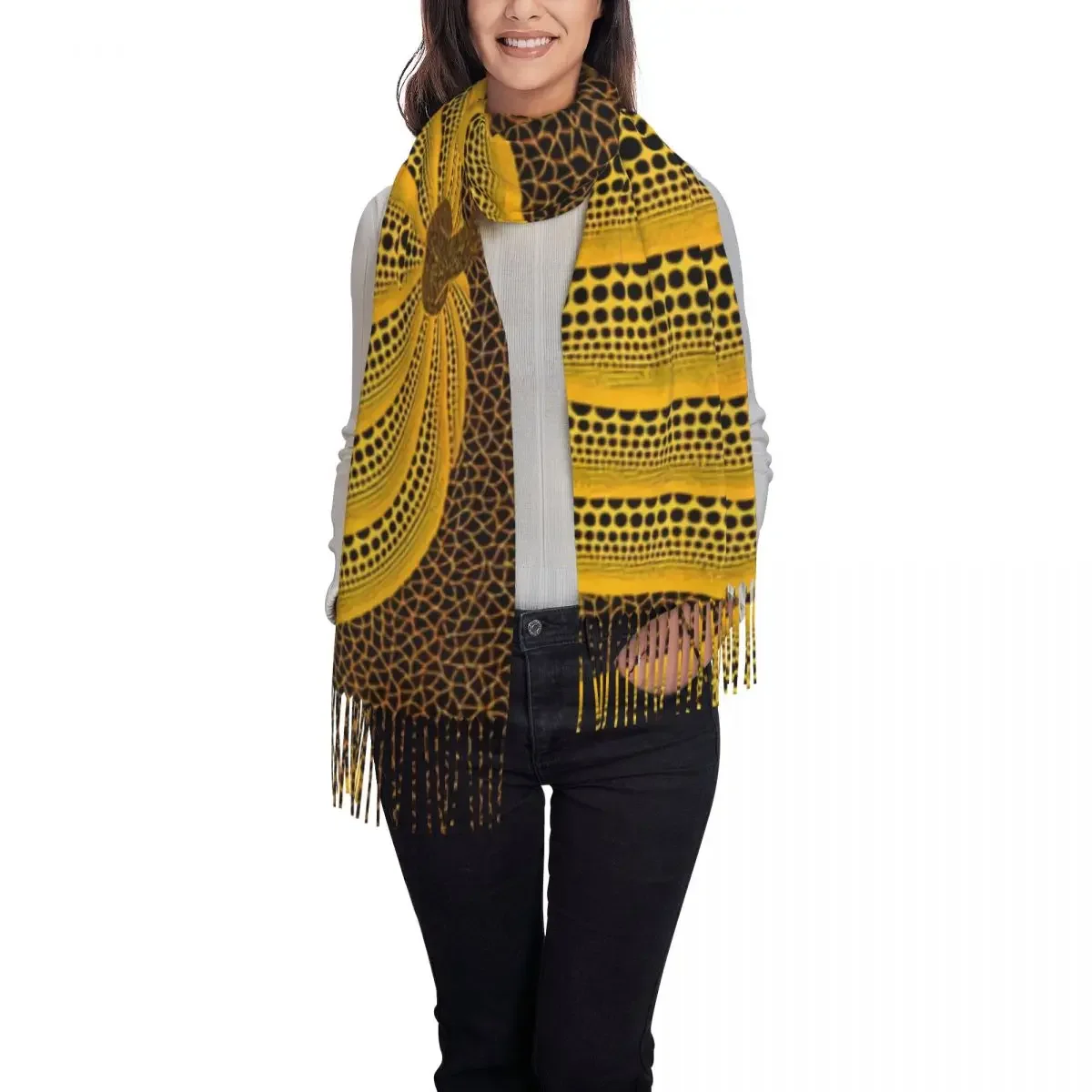 Custom Printed Yayoi Kusama Pumpkin Scarf Men Women Winter Warm Scarves Abstract Art Shawls Wraps