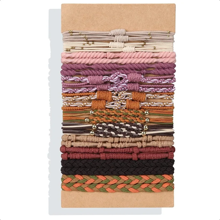 

Hair Ties Bracelet Boho Hair Tie for Women Thick Hair er Cute Soft Braided Hair Elastics Bands Strong No Pull Nylon Hair Ponyta