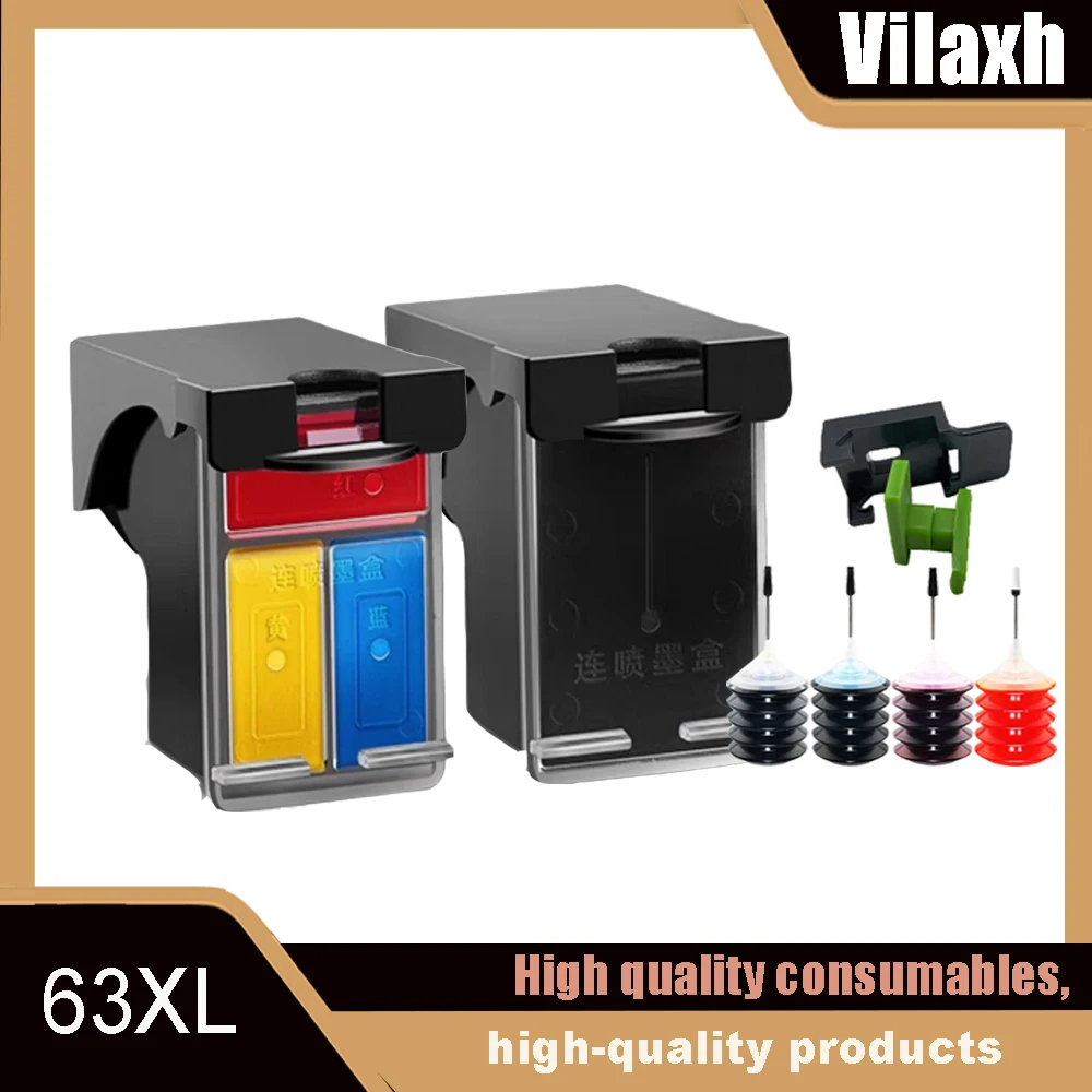 Vilaxh Compatible 63XL Ink Cartridge 63 XL For HP OfficeJet 3830 3831 3832 3833 3834 4650 4652 4654 4655 5220 5230 Printer
