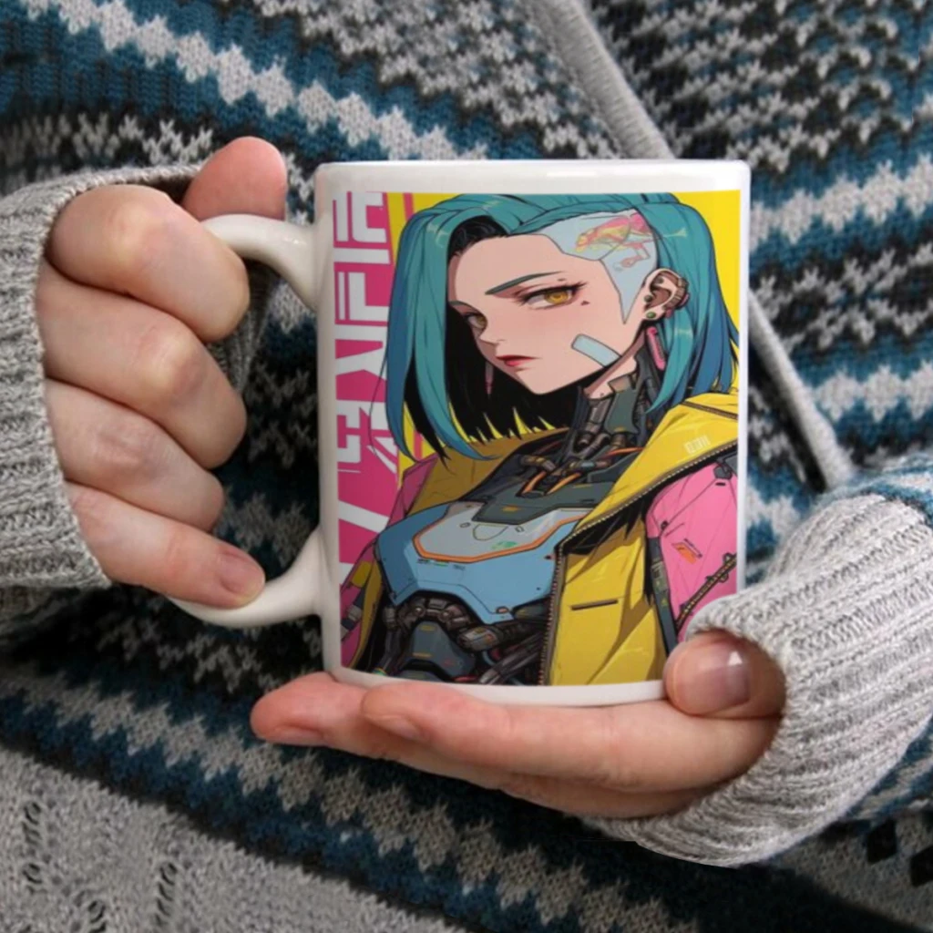 Anime C_Cyberpunks Cool E-Edgerunners Mug 11oz Black Ceramic Coffee Mug Friends Birthday Gift Mug