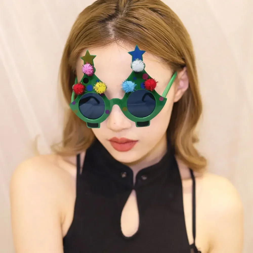 Montura de gafas de plástico de alce y árbol de Navidad de Papá Noel, gafas de Cosplay de payaso de Navidad, accesorios de regalo de Año Nuevo para niños y adultos Unisex