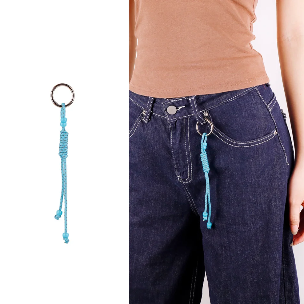 

Dopamine Jeans Metal Spring Buckle Lanyard Bag Pendant Simple and Versatile Keychain Clothing Accessories Woven Rope