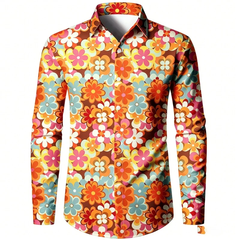 2026 New Fashion Men's Shirt Personalized Printed Shirt Long Sleeve Casual Business Shirt Fashion Trend Personalized Men's Wear view 4